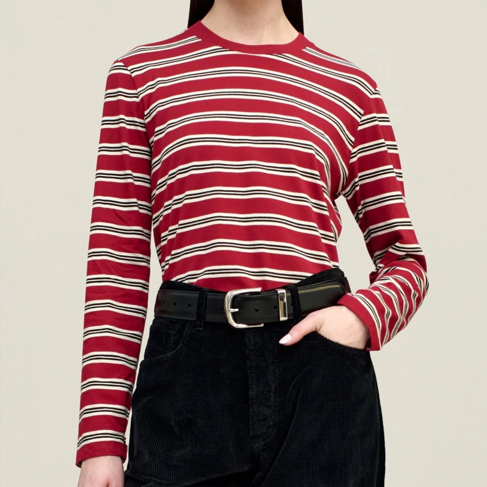 NWT Kallmayer Red and White Striped Long Sleeve WYNN Top